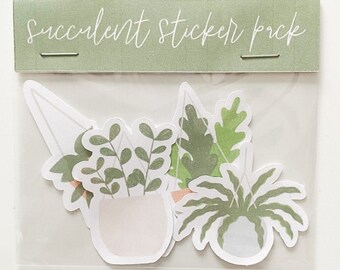 Succulent Sticker  Pack - Cute Plant Stickers - Potted Plant Sticker Set