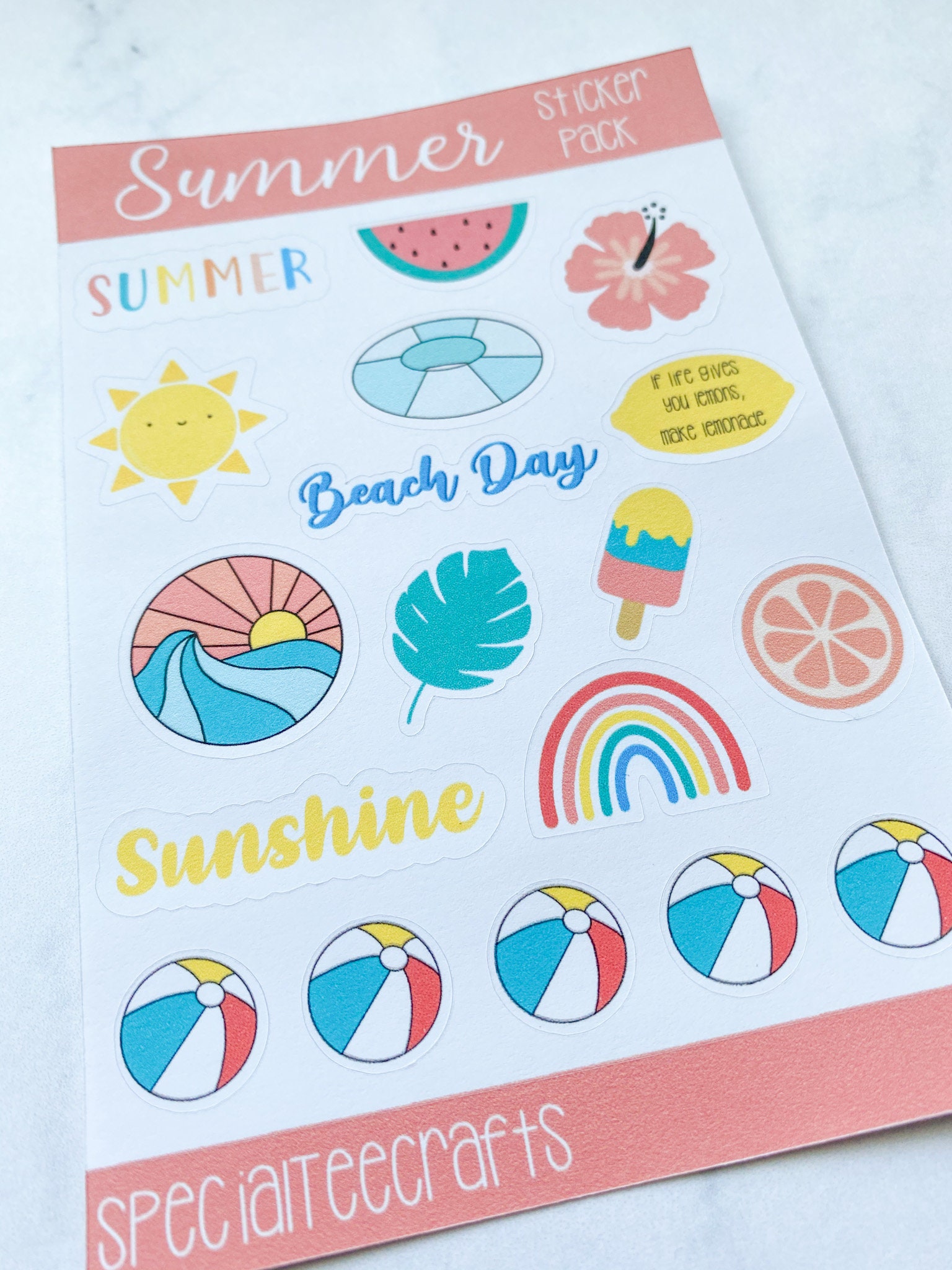 summer stickers summer sticker pack cute summer sticker etsy