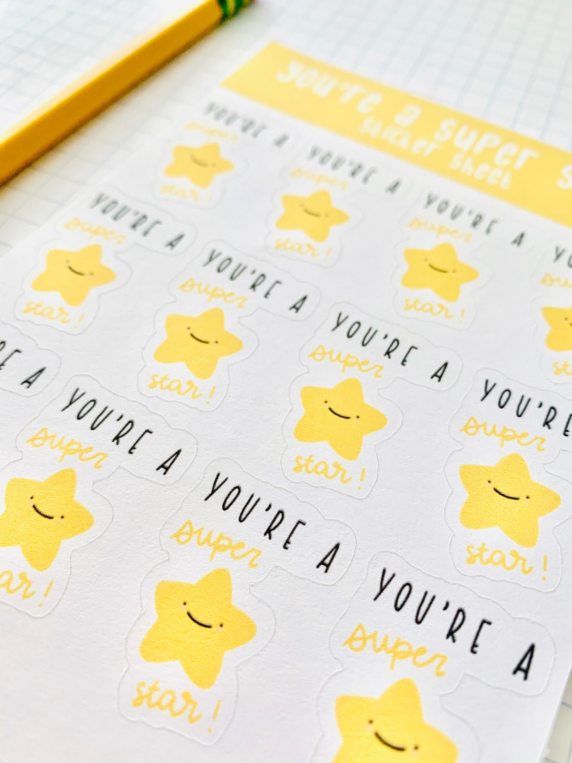 You’re a Super Star Sticker Sheet - Cute Stickers - Teacher Stickers ...