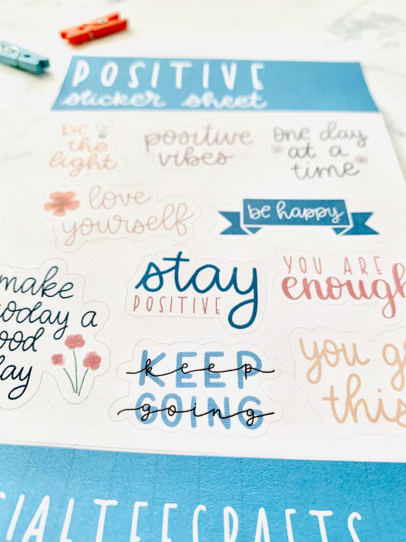 Positive Sticker Sheet - Self Love Sticker Sheet - Self Care ...