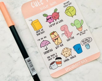 Cute pun stickers VERSION 2 - cute puns - pun stickers - puns sticker sheet - cute stationery - kawaii stickers - kawaii stationery