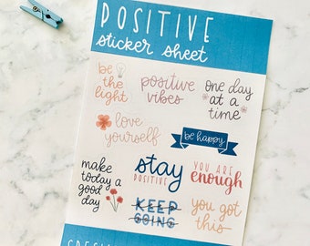 Positive sticker sheet - self love sticker sheet - self care - encouragement sticker - positive sticker - love yourself - cute stickers