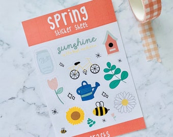 Spring stickers - Spring Sticker sheet - cute stickers - Sticker sheet - cute sticker sheet - flower sticker - Stickers