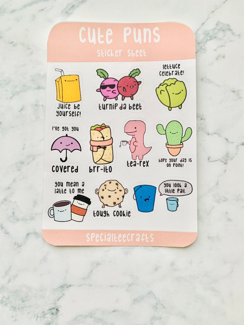 Cute Pun Stickers VERSION 2 Cute Puns Pun Stickers Puns Etsy