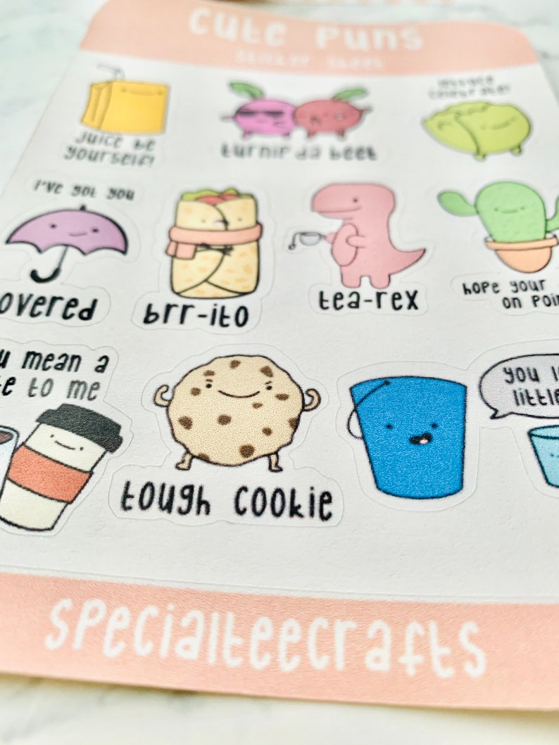 Cute Pun Stickers VERSION 2 Cute Puns Pun Stickers Puns Etsy