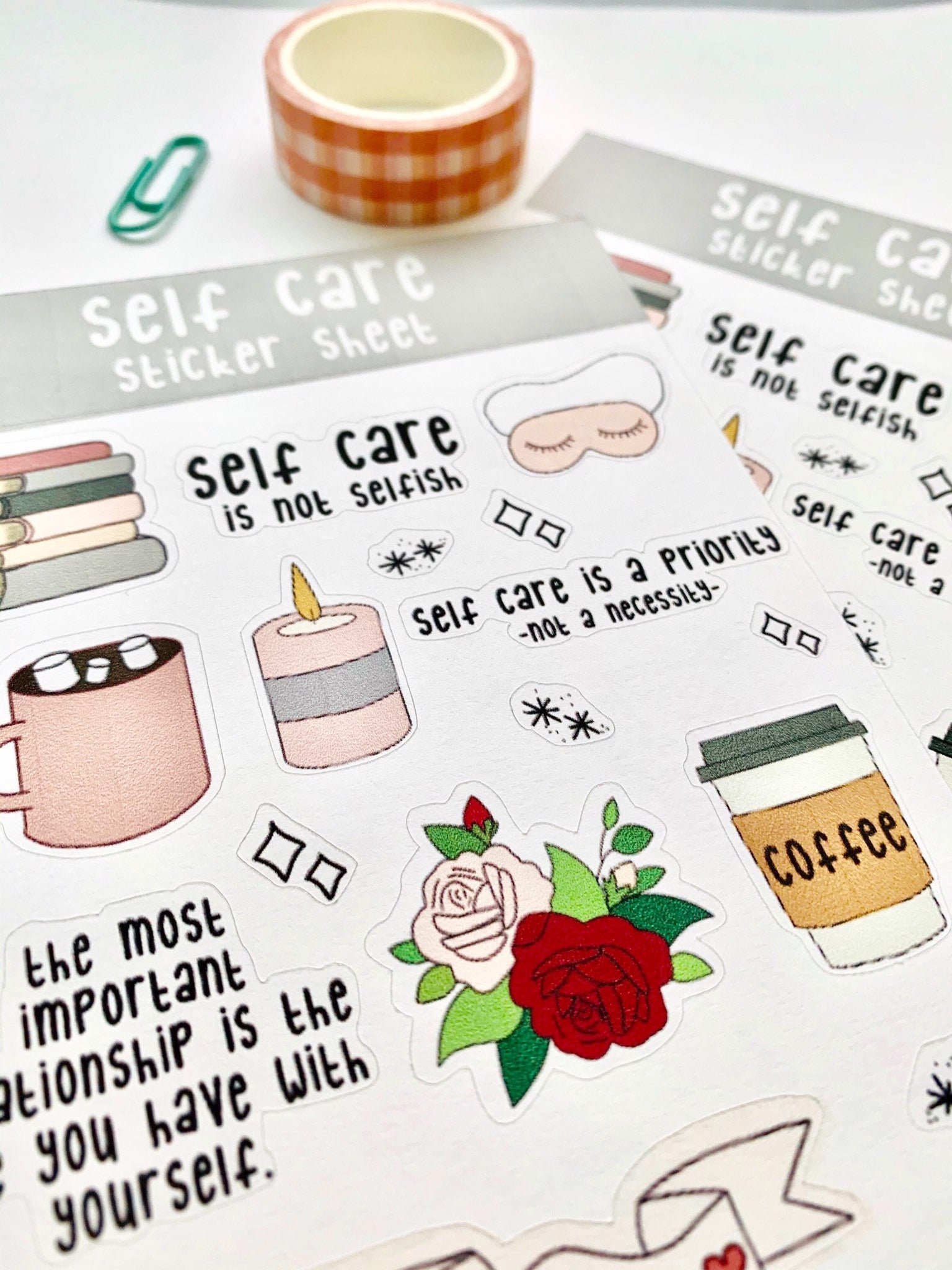 Self care stickers Self care sticker sheet Sticker sheet Etsy