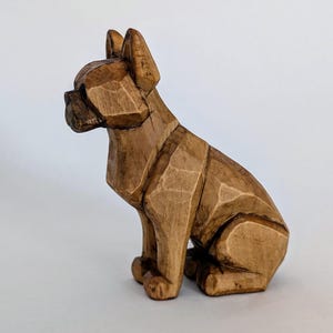 hand carved sitting french bulldog figurine