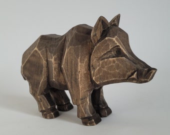 Handcarved wild boar figurine