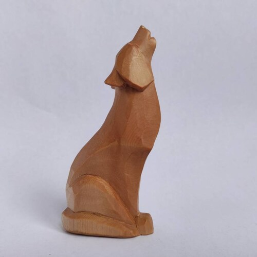 Hand Carved Playful Wolf Etsy