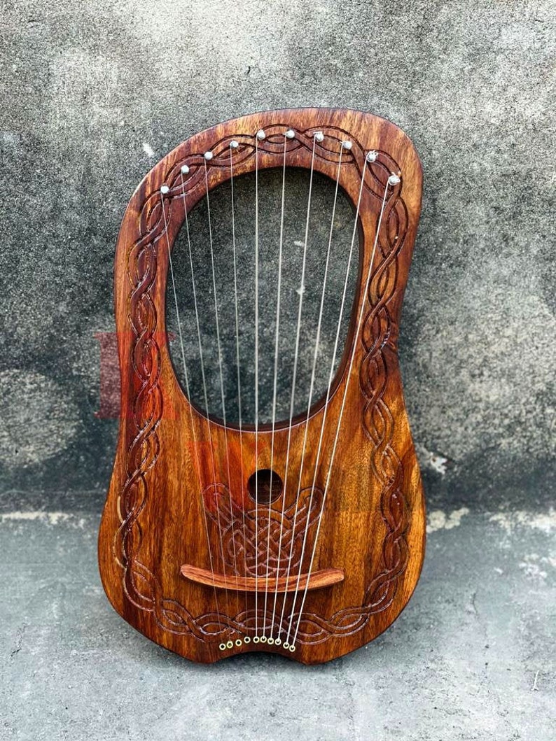 Celtic Engraved Lyre Harp 10 Metal Strings Rosewood / Lyra Etsy Australia