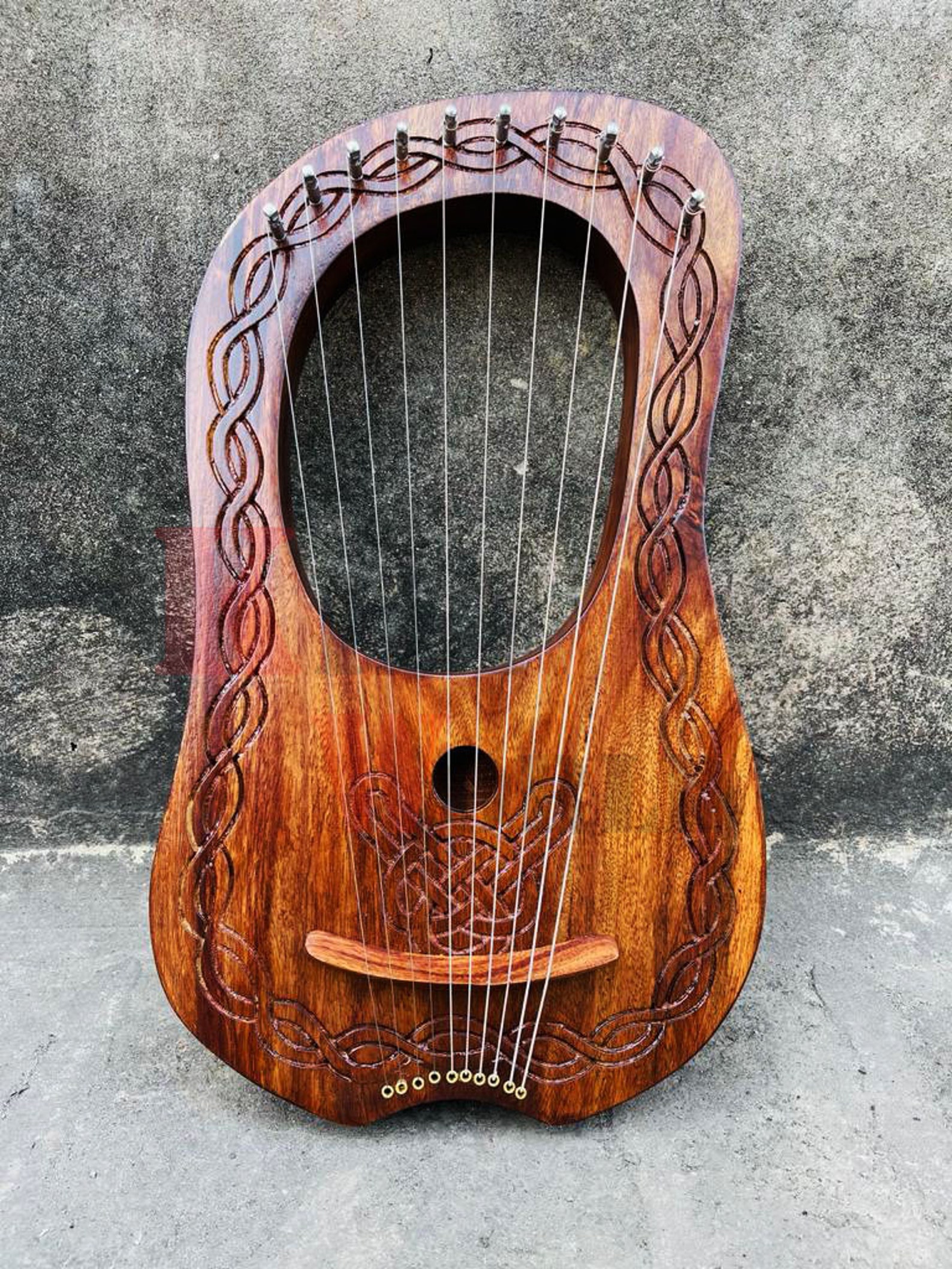 Celtic Engraved Lyre Harp 10 Metal Strings Rosewood / Lyra Etsy UK