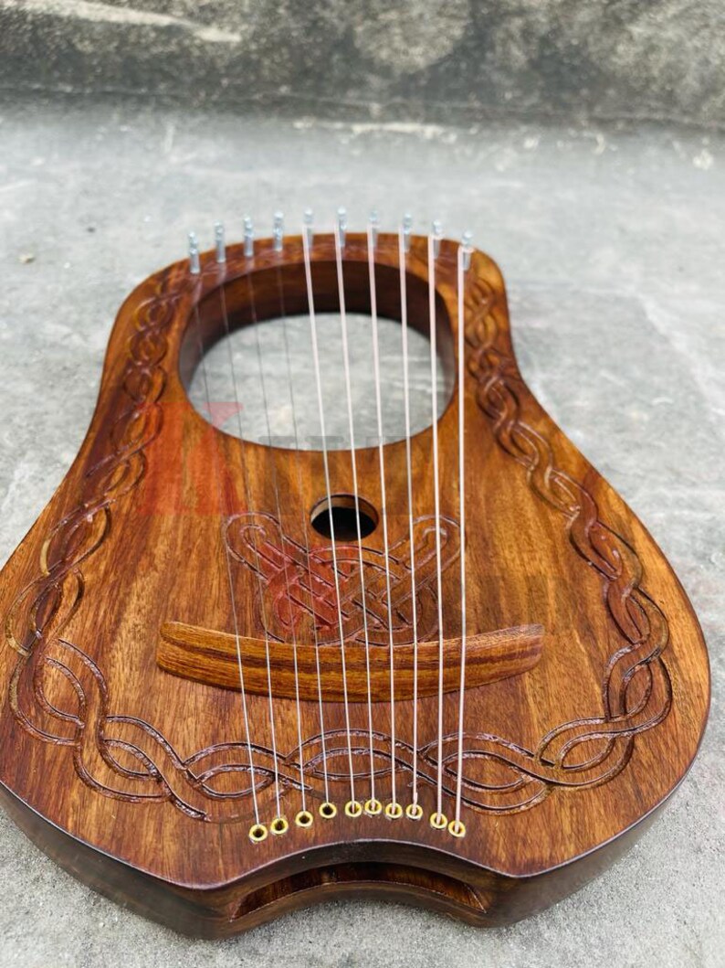 Celtic Engraved Lyre Harp 10 Metal Strings Rosewood / Lyra Etsy Australia