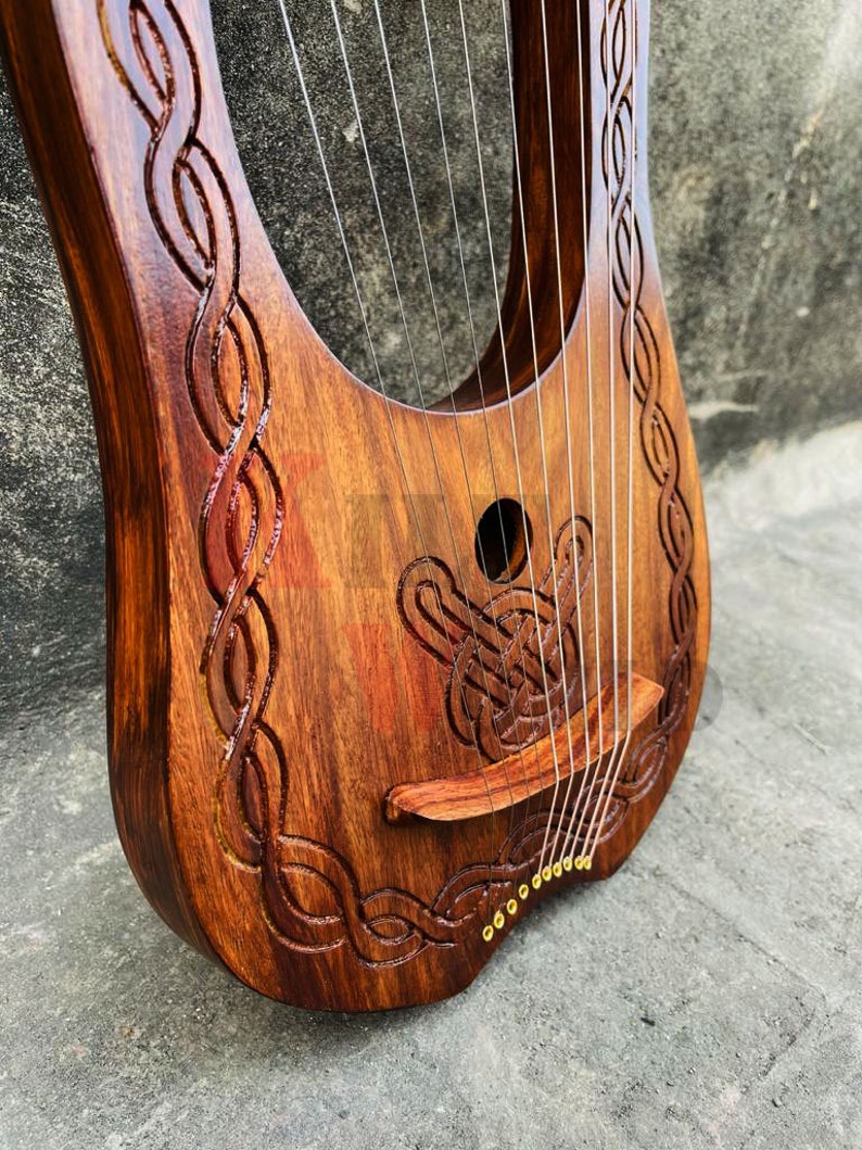 Celtic Engraved Lyre Harp 10 Metal Strings Rosewood / Lyra Etsy Australia