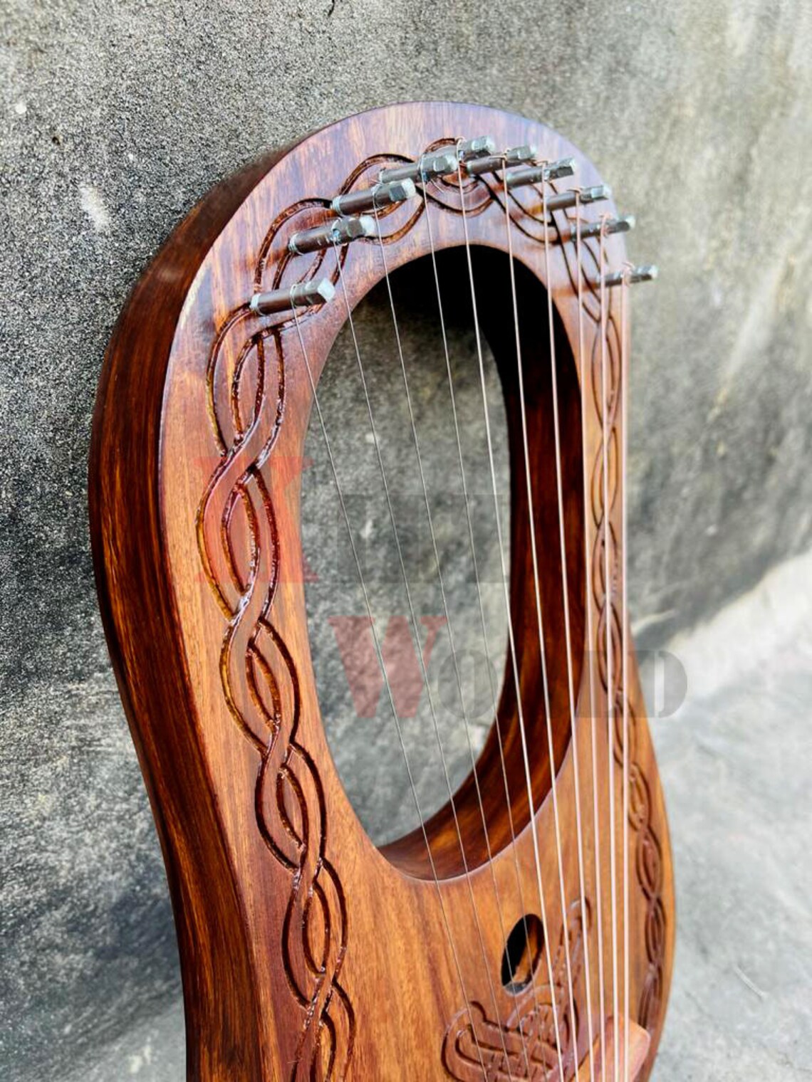 Celtic Engraved Lyre Harp 10 Metal Strings Rosewood / Lyra Etsy Australia