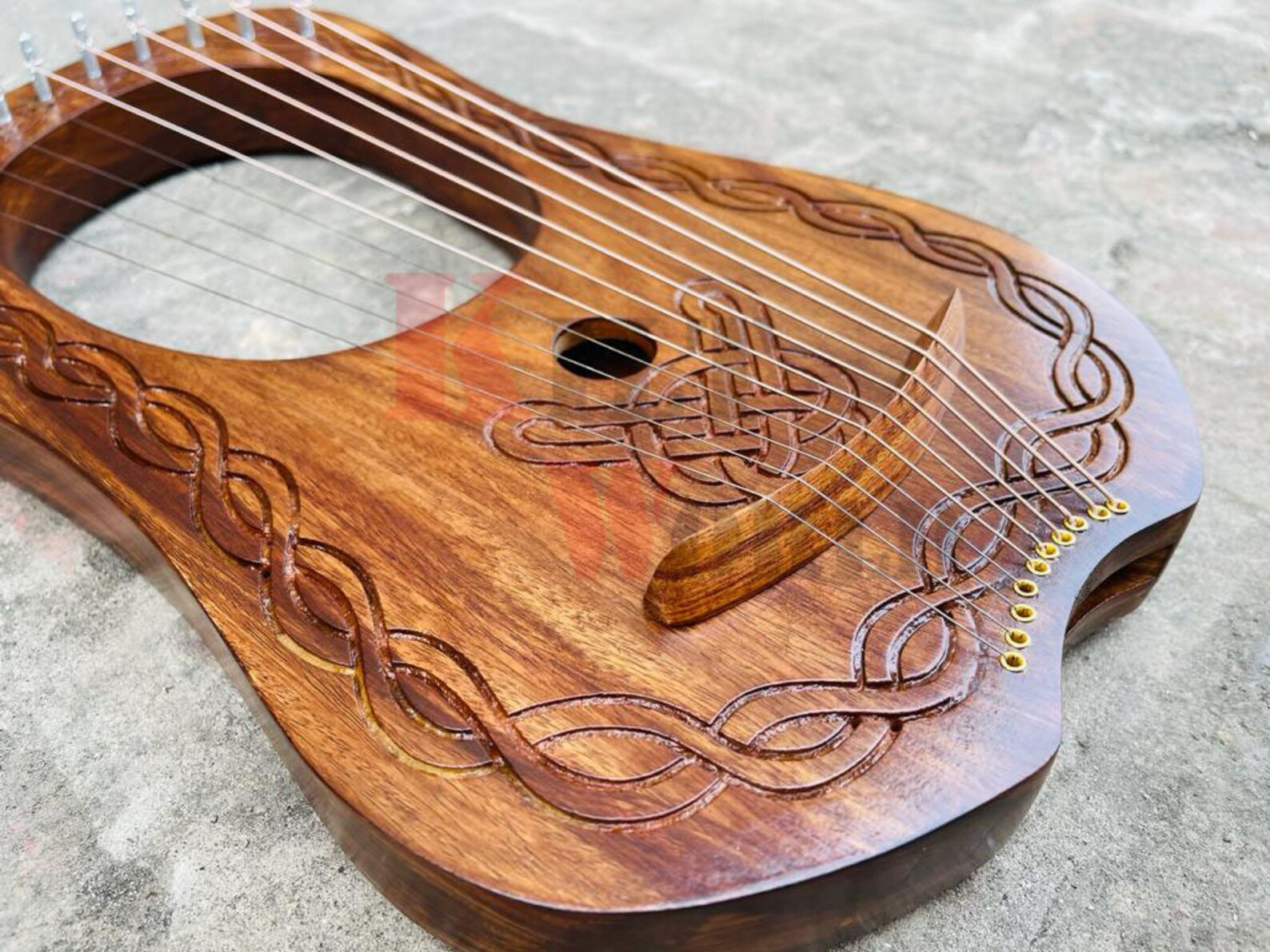 Celtic Engraved Lyre Harp 10 Metal Strings Rosewood / Lyra Etsy