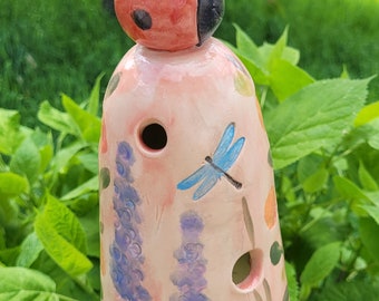 Insect hotel, ladybugs, ceramic and handmade, frost-proof, eye-catcher for every garden, terrace and balcony, gift, unique, decoration