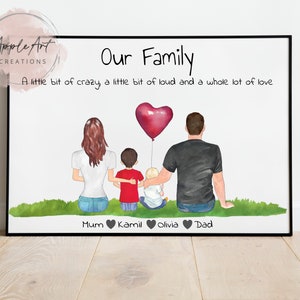 Personalised Family Art, Custom Print, Family Prints, Family gift, Portraits,Gift for Mum,