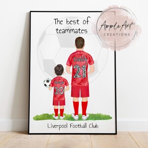 Football Gift for Dad,Personalised Fathers Day Gift, Custom Family Football Print, Daddy and me Football Gift, Gift For Football Loving Dad