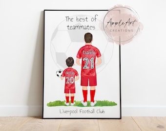 Regalo de fútbol para papá, regalo personalizado para el Día del Padre, impresión familiar personalizada de fútbol, regalo de fútbol para papá y para mí, regalo para papá amante del fútbol.