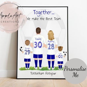 Personalised Football Print,Custom Dad Gift–Daddy & Me Family Football Art,Father&#39;s Day and Christmas Gift Idea