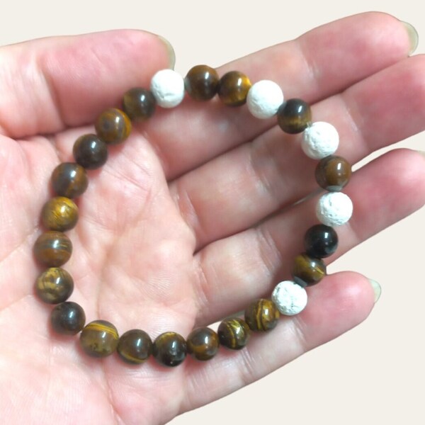 Set 2 Bracciale Uomo Pietre Dure Pietra Lavica Occhio Di - Foto 7