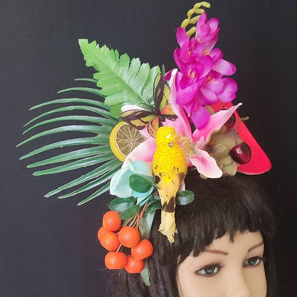 Tropical  fruits headpiece Fruit fascinator Tropical headband Carmen Miranda  headpiece Delivery from USA