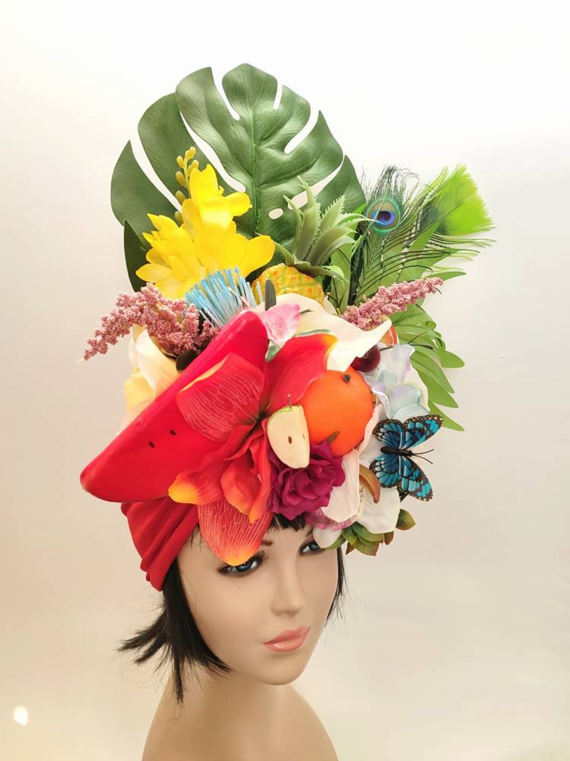 Large fruit headdress Jungle headdress Carmen Miranda turban Etsy