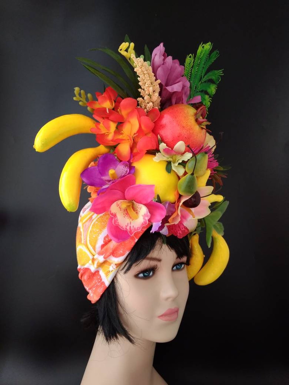 Fruit hat Large tropical headdress Kentucky derby hat for Etsy