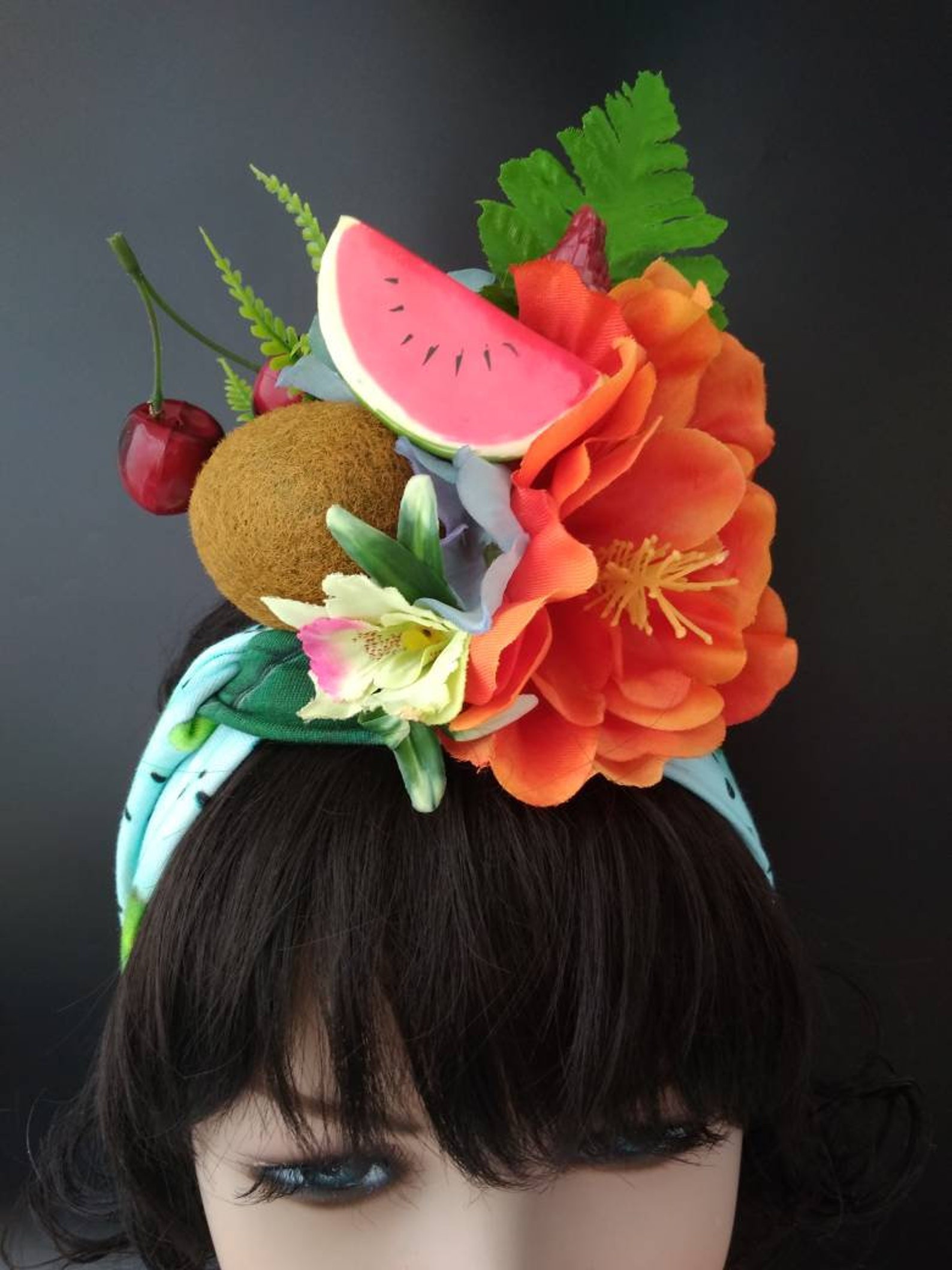 Fruit headband Carmen miranda headband with kiwi print Fruit Etsy