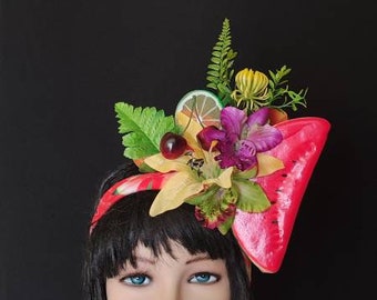 Watermelon headpiece Tropical fruits headpiece Carmen Miranda headband Chiquita banana costume women Delivery from USA