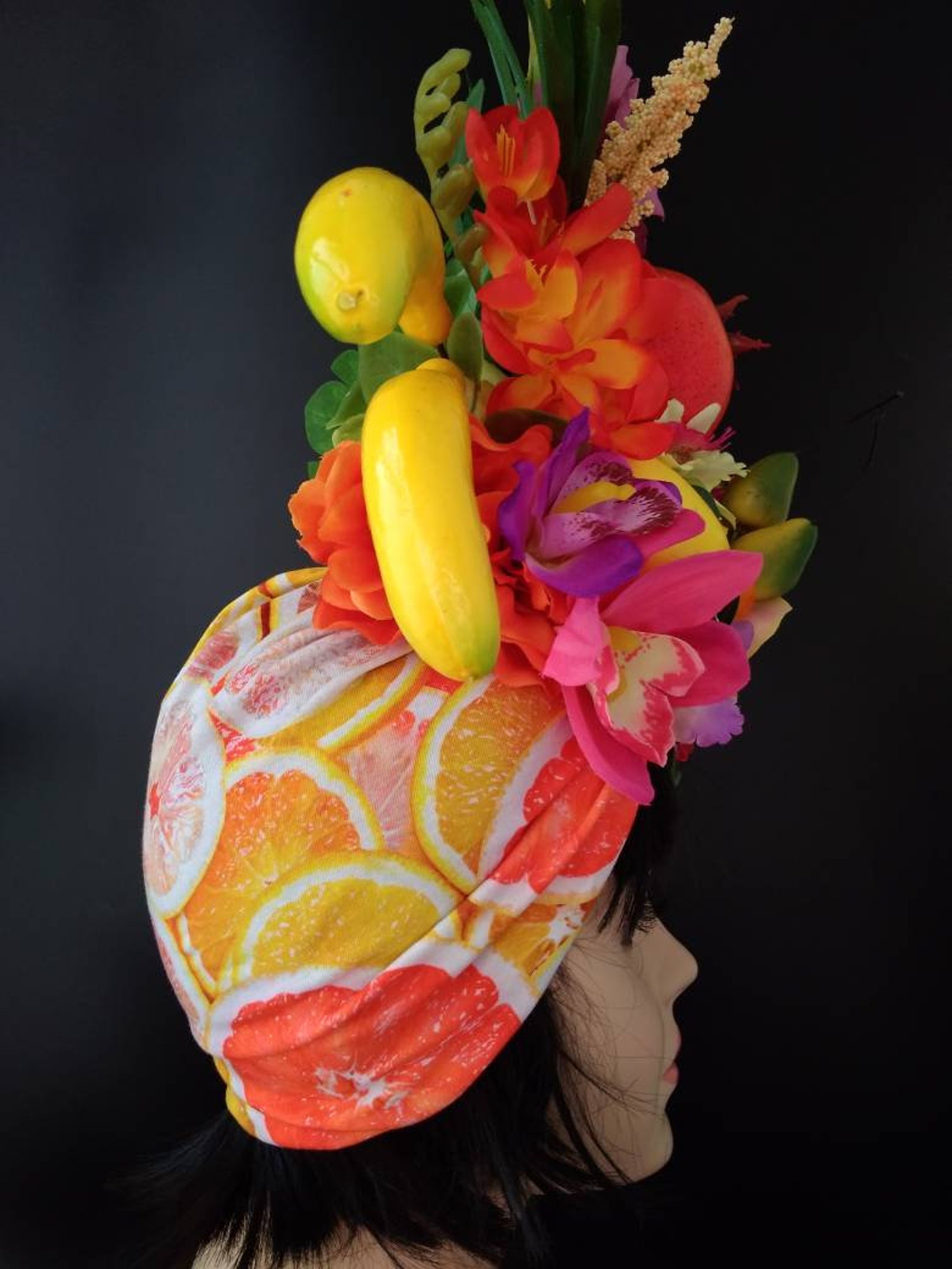 Fruit hat Large tropical headdress Carmen Miranda turban Etsy