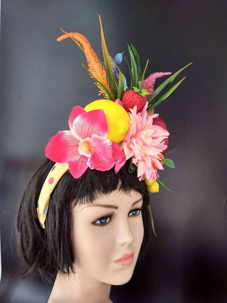 Tropical fascinator for women Fruit headdress Carmen miranda | Etsy