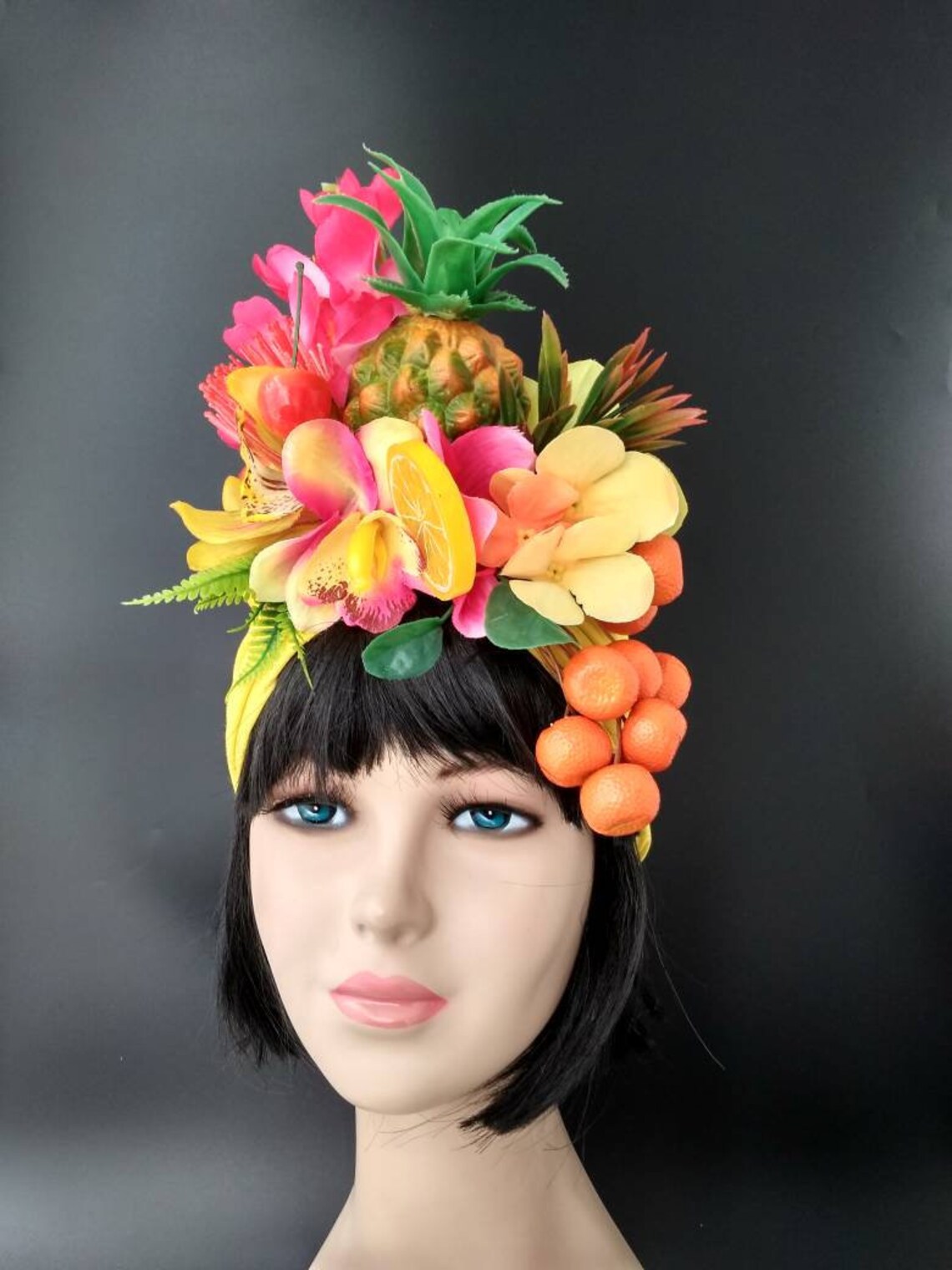 Yellow Carmen Miranda turban Fruit hat Tropical fruits turban Etsy