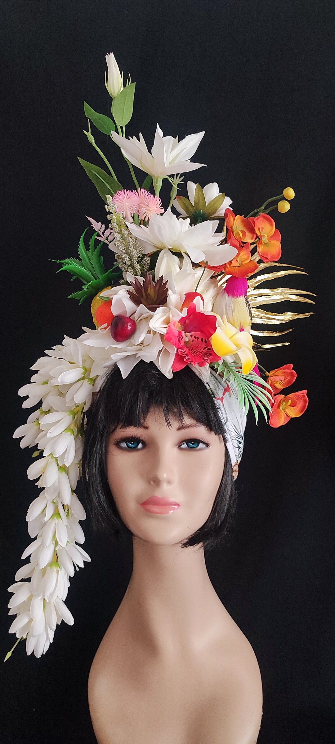 Large Fruit Turban Tropical Headdress Carmen Miranda Costume Fruit Hat Adult Chiquita Banana