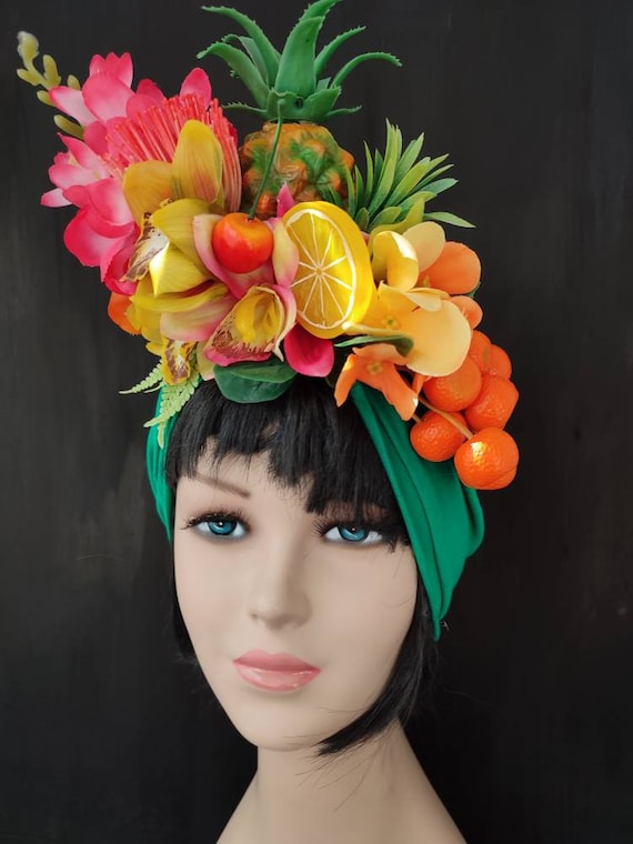 Green Carmen Miranda Fruit hat Tropical fruits turban Etsy