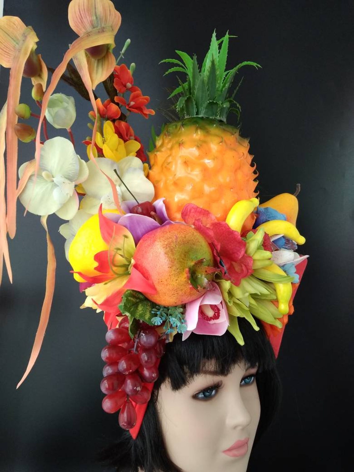 Fruit headdress with large pineapple Carmen Miranda turban | Etsy