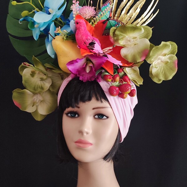 Grande coiffe tropicale, costume Carmen Miranda, chapeau de fruits, costume banane Chiquita pour adulte, livraison depuis la Grèce