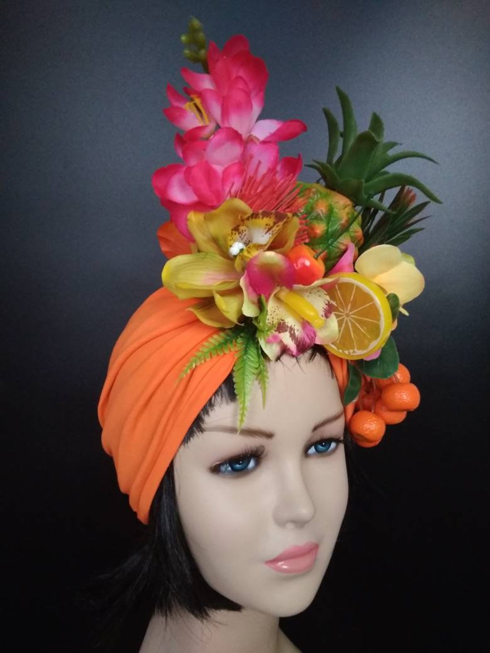 Carmen Miranda costume Fruit hat Tropical fruits turban Etsy
