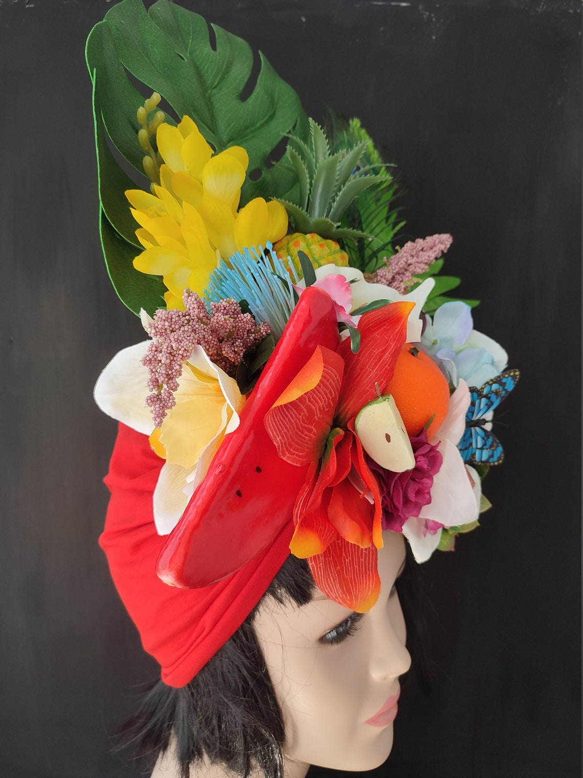 Large fruit headdress Jungle headdress Carmen Miranda turban Etsy