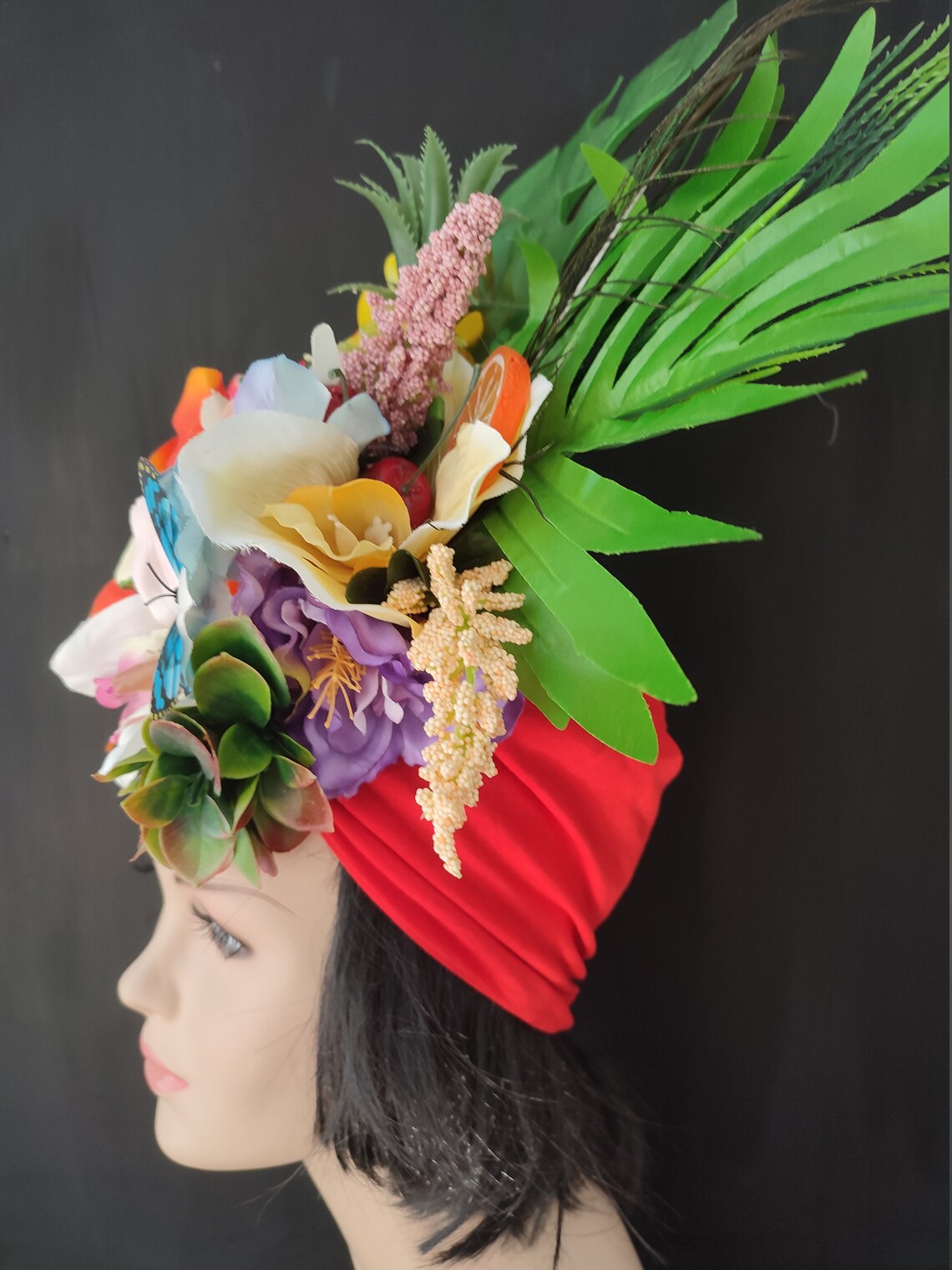 Large fruit headdress Jungle headdress Carmen Miranda turban Etsy
