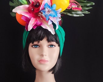 Green tutti frutti hat Carmen Miranda fruit turban Chiquita banana costume for women