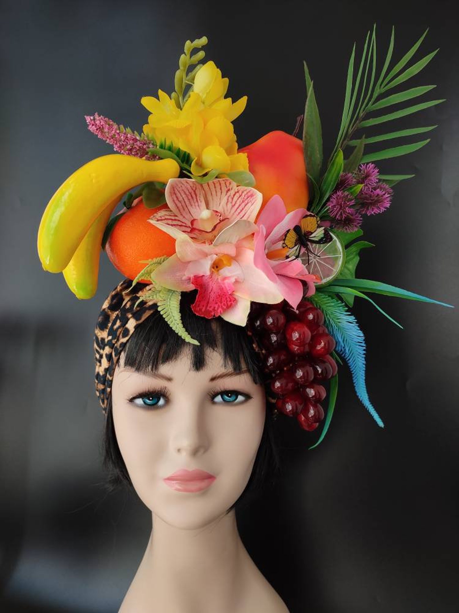Leopard Carmen Miranda Fruit hat Carmen Miranda costume Etsy