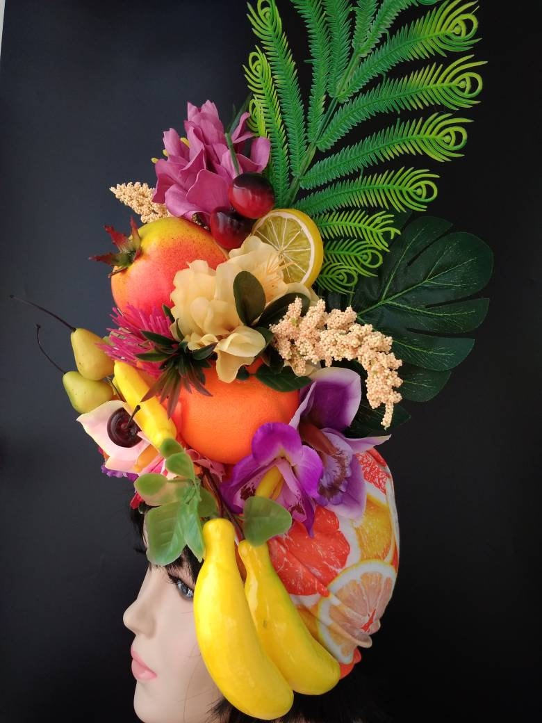 Fruit hat Large tropical headdress Kentucky derby hat for Etsy