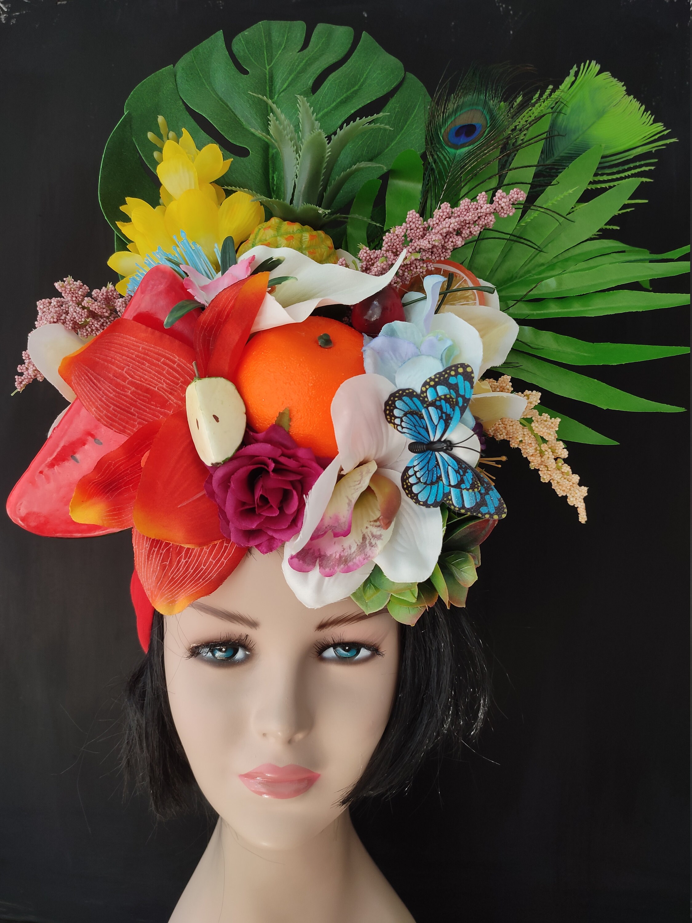 Large fruit headdress Jungle headdress Carmen Miranda turban Etsy
