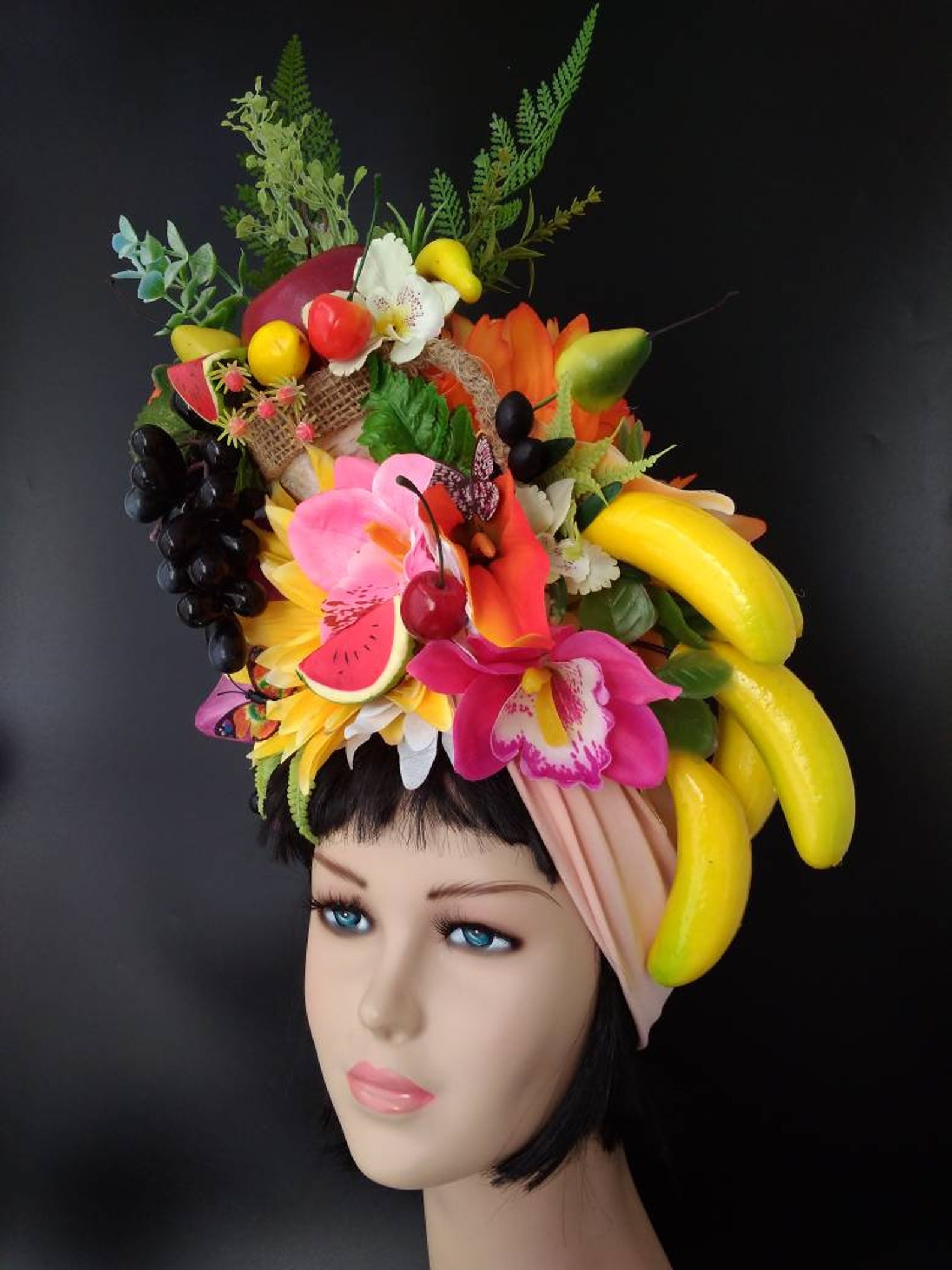 Fruit kentucky derby hat for women Carmen Miranda turban for Etsy