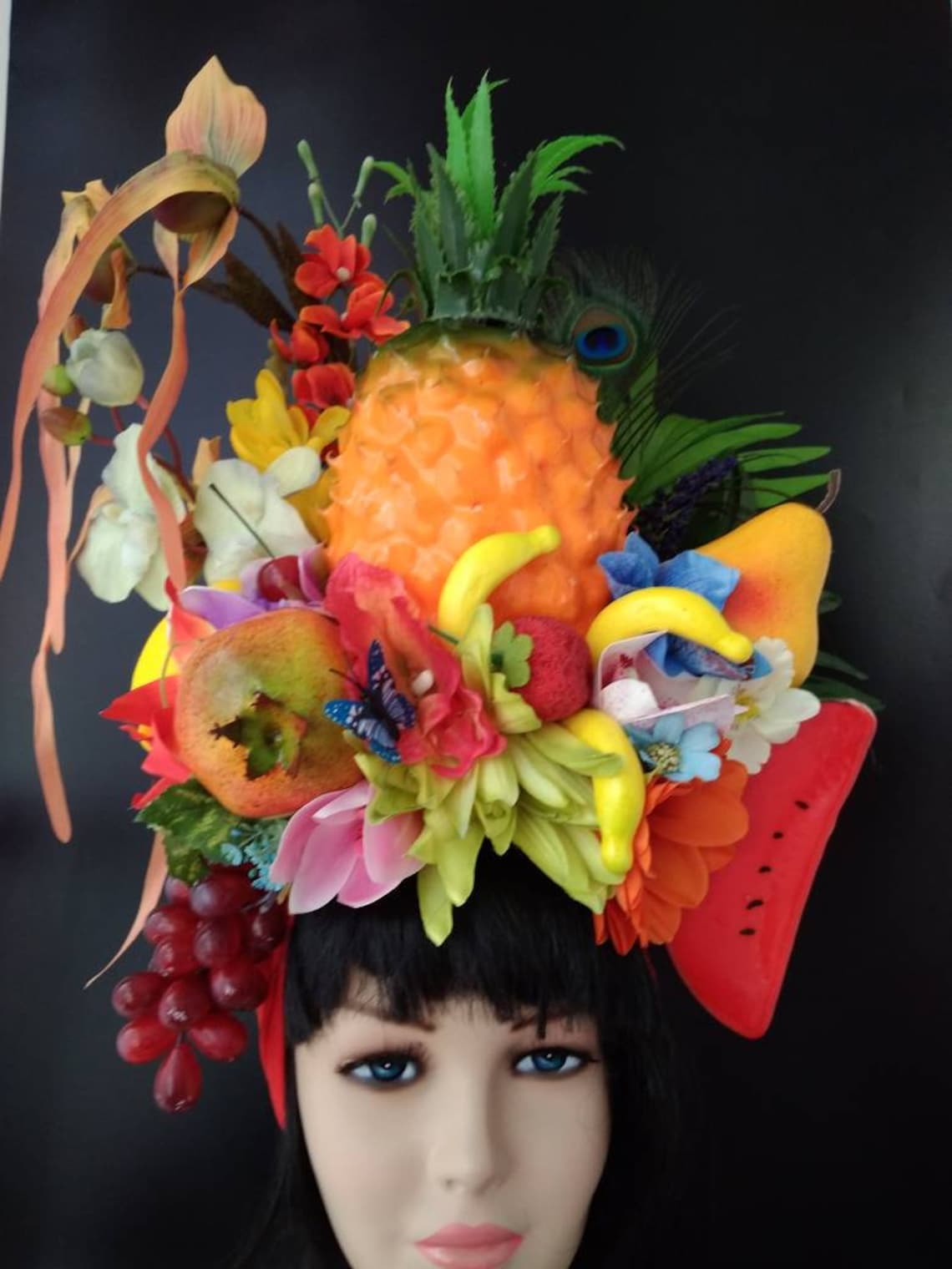 Fruit headdress with large pineapple Carmen Miranda turban Etsy