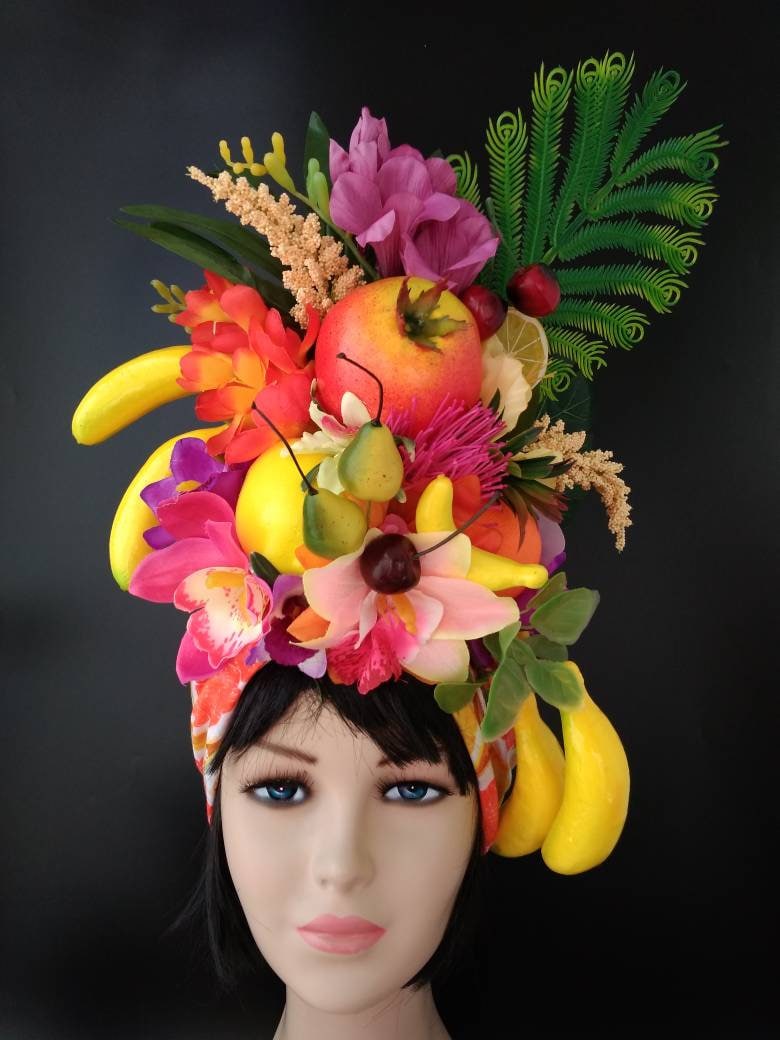 Fruit hat Large tropical headdress Kentucky derby hat for | Etsy