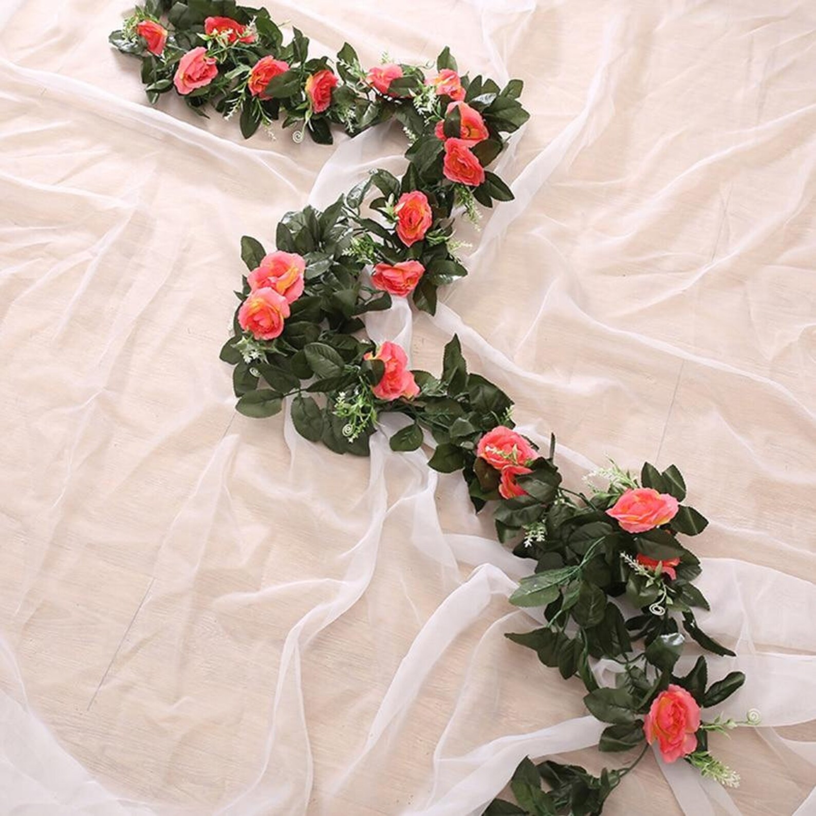 Silk Artificial Rose Flowers Garland for Wedding Etsy