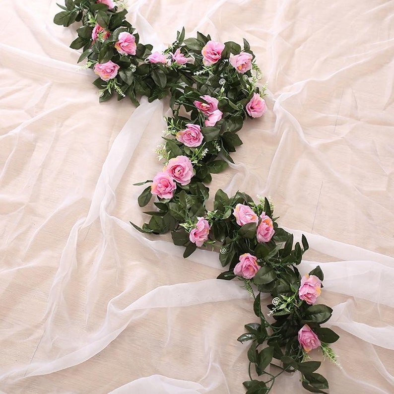 Silk Artificial Rose Flowers Garland for Wedding Etsy
