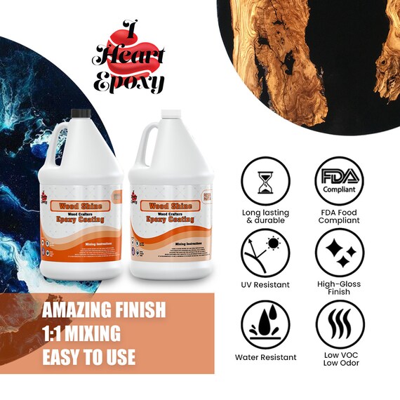 Clear epoxy Resin Coating high Gloss Finish UV Stable - 1 Gallon kit